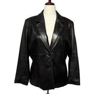 Wilson Women's Sleek Black Leather Blazer